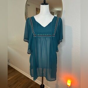 Bohemian Sheer Teal Top 💫